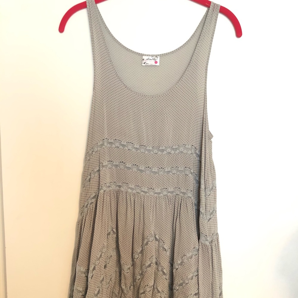 Free people gray lace tunic tank small